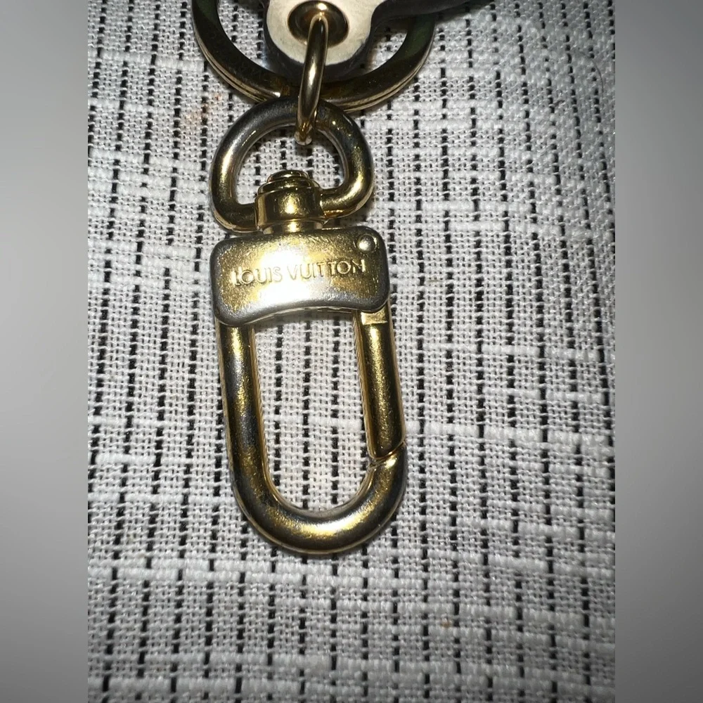 Louis Vuitton Blue & Cream LV Circle‎ Logo Keychain w/ COA, Dust Bag & Box